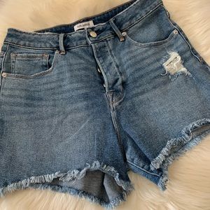 Good American high rise jean shorts